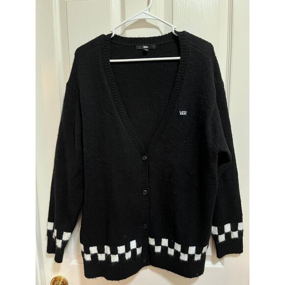 Vans Checkered Cardigan Black White Oversized Size XS/S - Picture 2 of 10
